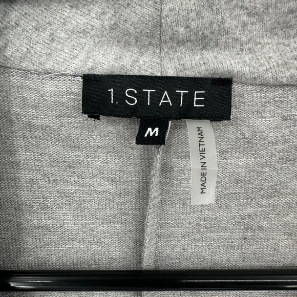 1.State Size Medium Attached Wrap Style Pullover Sweater Gray Embellished Draped - Picture 4 of 5
